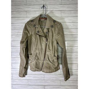 Harley‎ Davidson Moto Jacket Womens "Small" Skull & Wing Embroidery Distressed